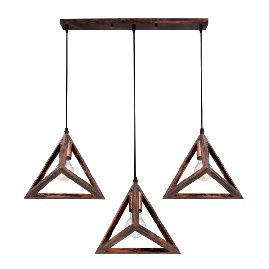 GloboStar® TRIANGLE 00623 Μοντέρνο Κρεμαστό Φωτιστικό Ράγα Τρίφωτο 3 x E27 IP20 Χάλκινο Μέταλλο - Μ70 x Π22 x Y130cm GloboStar® TRIANGLE 00623 Μοντέρνο Κρεμαστό Φωτιστικό Ράγα Τρίφωτο 3 x E27 IP20 Χάλκινο Μέταλλο - Μ70 x Π22 x Y130cm
