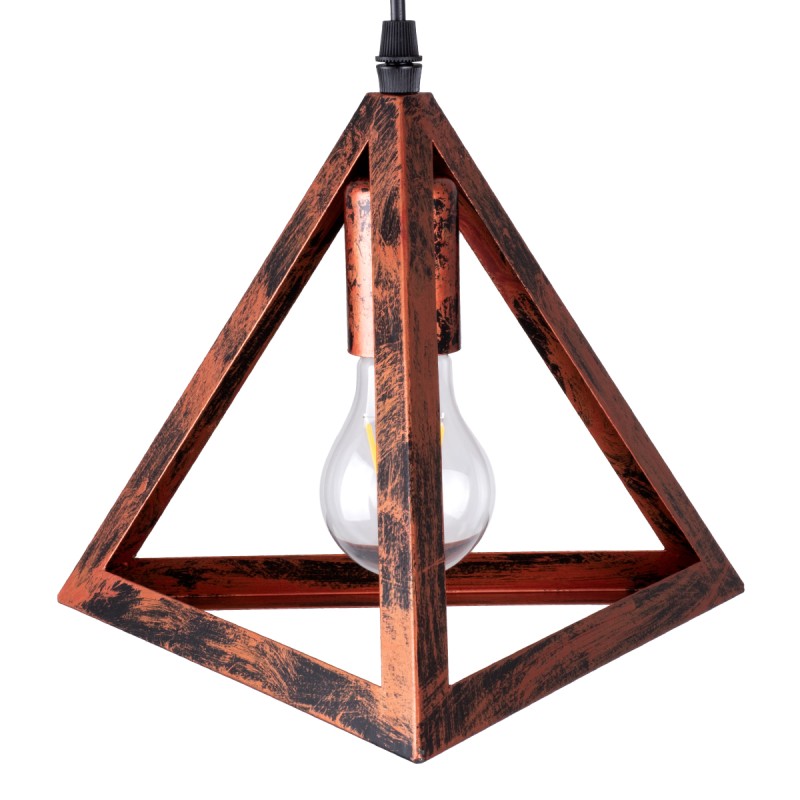 GloboStar® TRIANGLE 00623 Μοντέρνο Κρεμαστό Φωτιστικό Ράγα Τρίφωτο 3 x E27 IP20 Χάλκινο Μέταλλο - Μ70 x Π22 x Y130cm