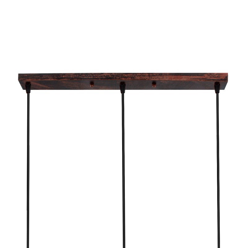 GloboStar® TRIANGLE 00623 Μοντέρνο Κρεμαστό Φωτιστικό Ράγα Τρίφωτο 3 x E27 IP20 Χάλκινο Μέταλλο - Μ70 x Π22 x Y130cm