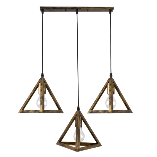 GloboStar® TRIANGLE 00624 Μοντέρνο Κρεμαστό Φωτιστικό Ράγα Τρίφωτο 3 x E27 IP20 Μπρούτζινο Μέταλλο - Μ70 x Π22 x Y130cm GloboStar® TRIANGLE 00624 Μοντέρνο Κρεμαστό Φωτιστικό Ράγα Τρίφωτο 3 x E27 IP20 Μπρούτζινο Μέταλλο - Μ70 x Π22 x Y130cm
