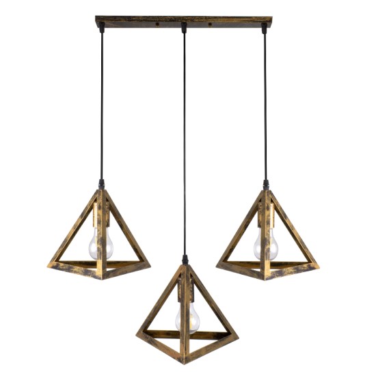 GloboStar® TRIANGLE 00624 Μοντέρνο Κρεμαστό Φωτιστικό Ράγα Τρίφωτο 3 x E27 IP20 Μπρούτζινο Μέταλλο - Μ70 x Π22 x Y130cm GloboStar® TRIANGLE 00624 Μοντέρνο Κρεμαστό Φωτιστικό Ράγα Τρίφωτο 3 x E27 IP20 Μπρούτζινο Μέταλλο - Μ70 x Π22 x Y130cm