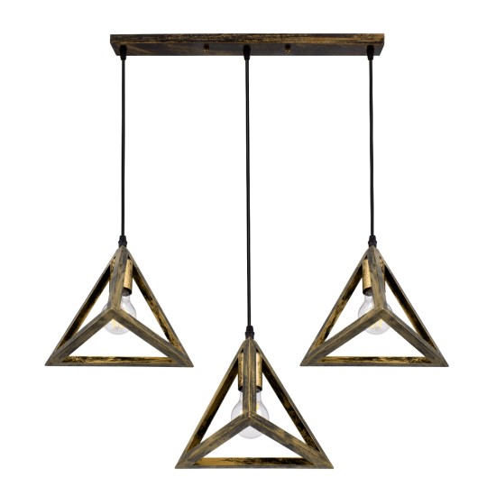 GloboStar® TRIANGLE 00624 Μοντέρνο Κρεμαστό Φωτιστικό Ράγα Τρίφωτο 3 x E27 IP20 Μπρούτζινο Μέταλλο - Μ70 x Π22 x Y130cm GloboStar® TRIANGLE 00624 Μοντέρνο Κρεμαστό Φωτιστικό Ράγα Τρίφωτο 3 x E27 IP20 Μπρούτζινο Μέταλλο - Μ70 x Π22 x Y130cm