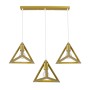 GLOBOSTAR® TRIANGLE 00625 Μοντέρνο Κρεμαστό Φωτιστικό Οροφής με Ντουί 3 x E27 AC 220-240V IP20 - Χρυσό - Μ70 x Π22 x Y130cm