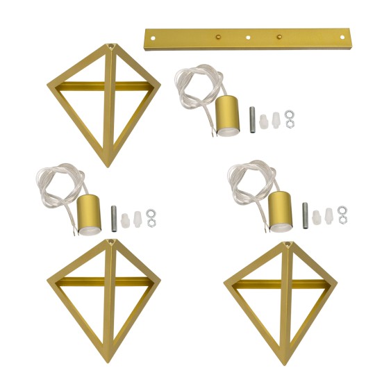 GloboStar® TRIANGLE 00625 Μοντέρνο Κρεμαστό Φωτιστικό Ράγα Τρίφωτο 3 x E27 IP20 Χρυσό Μέταλλο - Μ70 x Π22 x Y130cm GloboStar® TRIANGLE 00625 Μοντέρνο Κρεμαστό Φωτιστικό Ράγα Τρίφωτο 3 x E27 IP20 Χρυσό Μέταλλο - Μ70 x Π22 x Y130cm