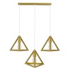 GloboStar® TRIANGLE 00625 Μοντέρνο Κρεμαστό Φωτιστικό Ράγα Τρίφωτο 3 x E27 IP20 Χρυσό Μέταλλο - Μ70 x Π22 x Y130cm