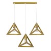 GloboStar® TRIANGLE 00625 Μοντέρνο Κρεμαστό Φωτιστικό Ράγα Τρίφωτο 3 x E27 IP20 Χρυσό Μέταλλο - Μ70 x Π22 x Y130cm