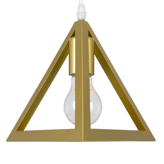 GloboStar® TRIANGLE 00625 Μοντέρνο Κρεμαστό Φωτιστικό Ράγα Τρίφωτο 3 x E27 IP20 Χρυσό Μέταλλο - Μ70 x Π22 x Y130cm GloboStar® TRIANGLE 00625 Μοντέρνο Κρεμαστό Φωτιστικό Ράγα Τρίφωτο 3 x E27 IP20 Χρυσό Μέταλλο - Μ70 x Π22 x Y130cm