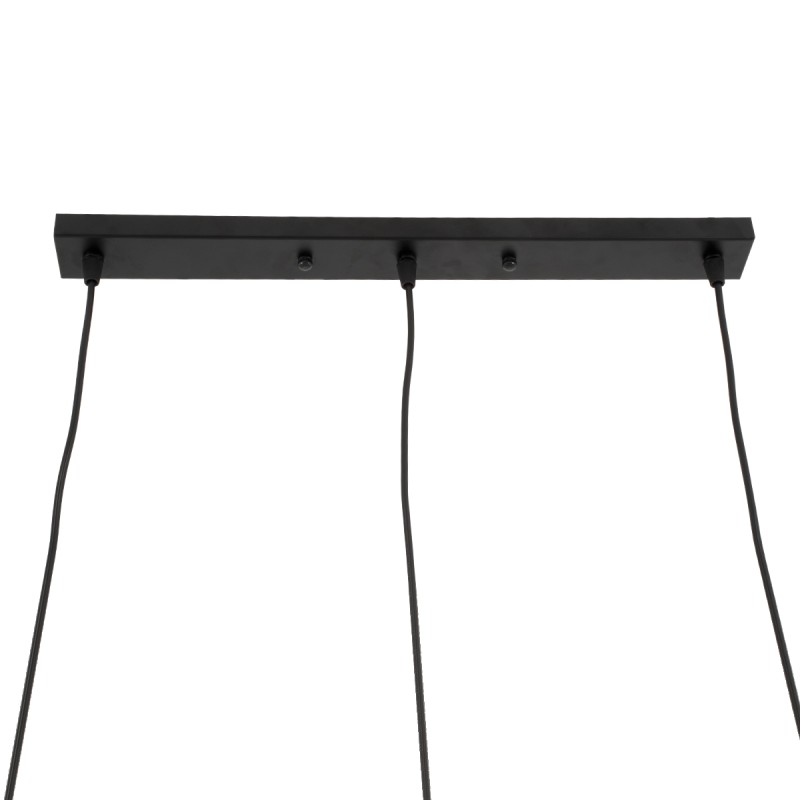 GloboStar® DILLON 00630 Μοντέρνο Κρεμαστό Φωτιστικό Ράγα Τρίφωτο 3 x E27 IP20 Μαύρο Μέταλλο με Μπεζ Ξύλο - Μ54 x Π14 x Υ130cm