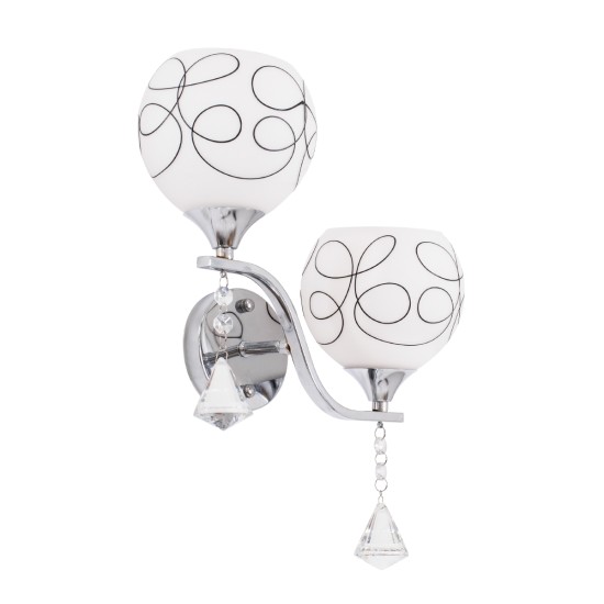 GloboStar® CANTER 00635 Μοντέρνο Επιτοίχιο Φωτιστικό Απλίκα Δίφωτο 2 x E27 IP20 Ασημί Μέταλλο με Λευκό Γυαλί - Μ32 x Π15 x Υ40cm GloboStar® CANTER 00635 Μοντέρνο Επιτοίχιο Φωτιστικό Απλίκα Δίφωτο 2 x E27 IP20 Ασημί Μέταλλο με Λευκό Γυαλί - Μ32 x Π15 x Υ40cm