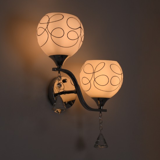 GloboStar® CANTER 00635 Μοντέρνο Επιτοίχιο Φωτιστικό Απλίκα Δίφωτο 2 x E27 IP20 Ασημί Μέταλλο με Λευκό Γυαλί - Μ32 x Π15 x Υ40cm GloboStar® CANTER 00635 Μοντέρνο Επιτοίχιο Φωτιστικό Απλίκα Δίφωτο 2 x E27 IP20 Ασημί Μέταλλο με Λευκό Γυαλί - Μ32 x Π15 x Υ40cm