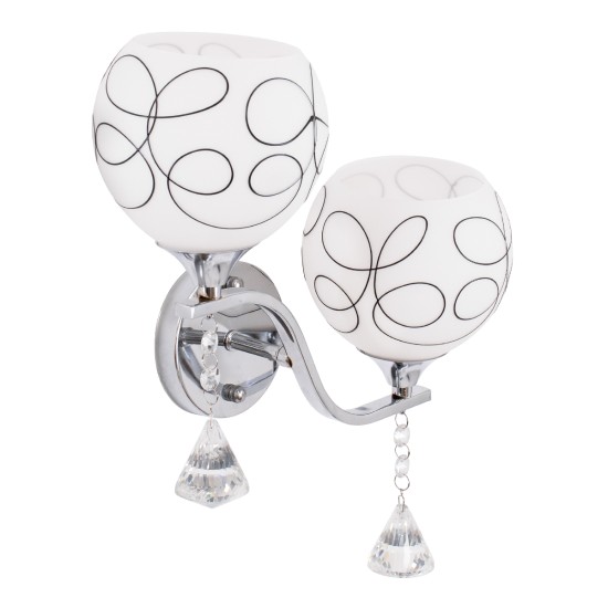 GloboStar® CANTER 00635 Μοντέρνο Επιτοίχιο Φωτιστικό Απλίκα Δίφωτο 2 x E27 IP20 Ασημί Μέταλλο με Λευκό Γυαλί - Μ32 x Π15 x Υ40cm GloboStar® CANTER 00635 Μοντέρνο Επιτοίχιο Φωτιστικό Απλίκα Δίφωτο 2 x E27 IP20 Ασημί Μέταλλο με Λευκό Γυαλί - Μ32 x Π15 x Υ40cm