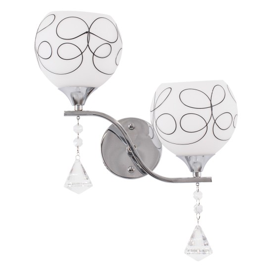 GloboStar® CANTER 00635 Μοντέρνο Επιτοίχιο Φωτιστικό Απλίκα Δίφωτο 2 x E27 IP20 Ασημί Μέταλλο με Λευκό Γυαλί - Μ32 x Π15 x Υ40cm GloboStar® CANTER 00635 Μοντέρνο Επιτοίχιο Φωτιστικό Απλίκα Δίφωτο 2 x E27 IP20 Ασημί Μέταλλο με Λευκό Γυαλί - Μ32 x Π15 x Υ40cm