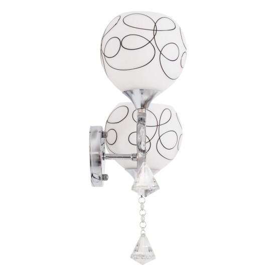 GloboStar® CANTER 00635 Μοντέρνο Επιτοίχιο Φωτιστικό Απλίκα Δίφωτο 2 x E27 IP20 Ασημί Μέταλλο με Λευκό Γυαλί - Μ32 x Π15 x Υ40cm GloboStar® CANTER 00635 Μοντέρνο Επιτοίχιο Φωτιστικό Απλίκα Δίφωτο 2 x E27 IP20 Ασημί Μέταλλο με Λευκό Γυαλί - Μ32 x Π15 x Υ40cm