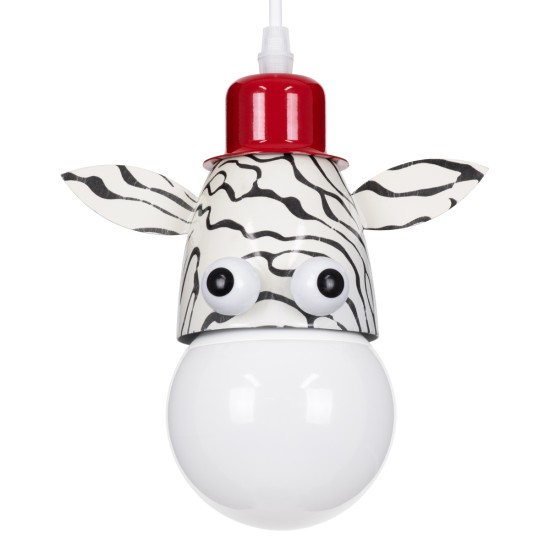 GloboStar® ZEBRA 00639 Παιδικό Κρεμαστό Φωτιστικό Φιγούρα Μονόφωτο 1 x E27 IP20 Λευκό, Μαύρο & Κόκκινο Μέταλλο - Μ19 x Π10.5 x Υ13.5cm GloboStar® ZEBRA 00639 Παιδικό Κρεμαστό Φωτιστικό Φιγούρα Μονόφωτο 1 x E27 IP20 Λευκό, Μαύρο & Κόκκινο Μέταλλο - Μ19 x Π10.5 x Υ13.5cm