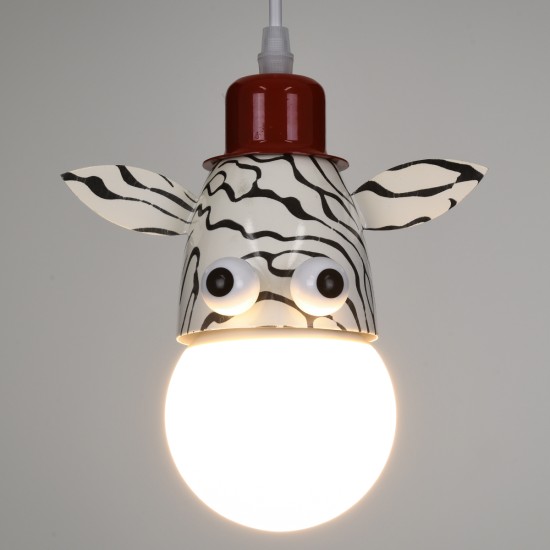 GloboStar® ZEBRA 00639 Παιδικό Κρεμαστό Φωτιστικό Φιγούρα Μονόφωτο 1 x E27 IP20 Λευκό, Μαύρο & Κόκκινο Μέταλλο - Μ19 x Π10.5 x Υ13.5cm GloboStar® ZEBRA 00639 Παιδικό Κρεμαστό Φωτιστικό Φιγούρα Μονόφωτο 1 x E27 IP20 Λευκό, Μαύρο & Κόκκινο Μέταλλο - Μ19 x Π10.5 x Υ13.5cm