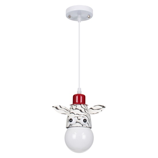 GloboStar® ZEBRA 00639 Παιδικό Κρεμαστό Φωτιστικό Φιγούρα Μονόφωτο 1 x E27 IP20 Λευκό, Μαύρο & Κόκκινο Μέταλλο - Μ19 x Π10.5 x Υ13.5cm GloboStar® ZEBRA 00639 Παιδικό Κρεμαστό Φωτιστικό Φιγούρα Μονόφωτο 1 x E27 IP20 Λευκό, Μαύρο & Κόκκινο Μέταλλο - Μ19 x Π10.5 x Υ13.5cm