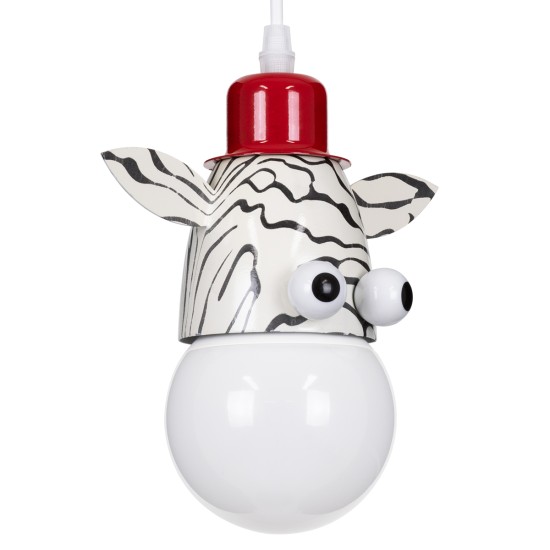 GloboStar® ZEBRA 00639 Παιδικό Κρεμαστό Φωτιστικό Φιγούρα Μονόφωτο 1 x E27 IP20 Λευκό, Μαύρο & Κόκκινο Μέταλλο - Μ19 x Π10.5 x Υ13.5cm GloboStar® ZEBRA 00639 Παιδικό Κρεμαστό Φωτιστικό Φιγούρα Μονόφωτο 1 x E27 IP20 Λευκό, Μαύρο & Κόκκινο Μέταλλο - Μ19 x Π10.5 x Υ13.5cm