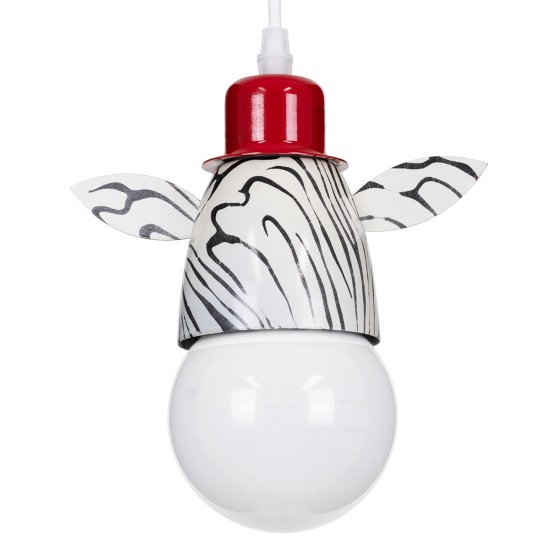 GloboStar® ZEBRA 00639 Παιδικό Κρεμαστό Φωτιστικό Φιγούρα Μονόφωτο 1 x E27 IP20 Λευκό, Μαύρο & Κόκκινο Μέταλλο - Μ19 x Π10.5 x Υ13.5cm GloboStar® ZEBRA 00639 Παιδικό Κρεμαστό Φωτιστικό Φιγούρα Μονόφωτο 1 x E27 IP20 Λευκό, Μαύρο & Κόκκινο Μέταλλο - Μ19 x Π10.5 x Υ13.5cm