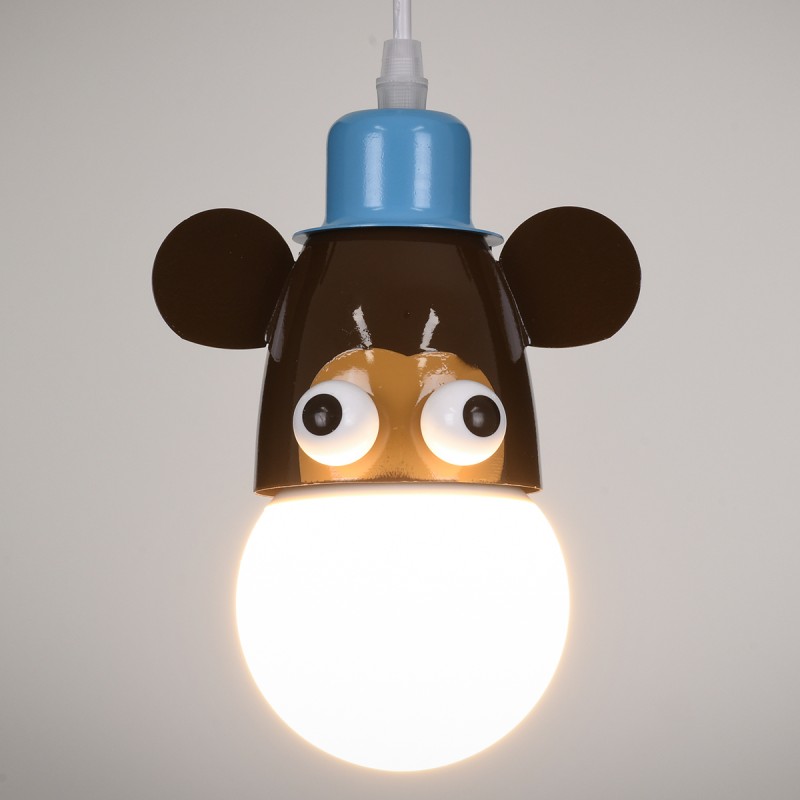 GloboStar® MONKEY 00640 Παιδικό Κρεμαστό Φωτιστικό Φιγούρα Μονόφωτο 1 x E27 IP20 Πολύχρωμο Μέταλλο - Μ14.5 x Π10.5 x Υ13.5cm