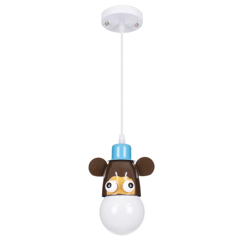 GloboStar® MONKEY 00640 Παιδικό Κρεμαστό Φωτιστικό Φιγούρα Μονόφωτο 1 x E27 IP20 Πολύχρωμο Μέταλλο - Μ14.5 x Π10.5 x Υ13.5cm
