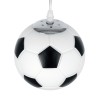 GloboStar® FOOTBALL 00643 Παιδικό Κρεμαστό Φωτιστικό Μπάλα Μονόφωτο 1 x E27 IP20 Λευκό & Μαύρο Γυαλί - Μ15 x Π15 x Y18cm