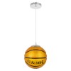 GloboStar® SPALDING NBA 00645 Παιδικό Κρεμαστό Φωτιστικό Μπάλα Μονόφωτο 1 x E27 IP20 Πορτοκαλί & Μαύρο Γυαλί - Μ18 x Π18 x Υ18cm