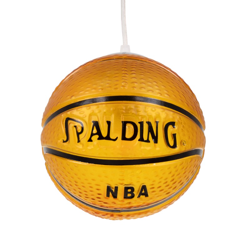 GloboStar® SPALDING NBA 00645 Παιδικό Κρεμαστό Φωτιστικό Μπάλα Μονόφωτο 1 x E27 IP20 Πορτοκαλί & Μαύρο Γυαλί - Μ18 x Π18 x Υ18cm