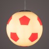 GloboStar® FOOTBALL 00646 Παιδικό Κρεμαστό Φωτιστικό Μπάλα Μονόφωτο 1 x E27 IP20 Λευκό & Κόκκινο Γυαλί - Μ25 x Π25 x Υ25cm
