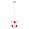 GloboStar® FOOTBALL 00646 Παιδικό Κρεμαστό Φωτιστικό Μπάλα Μονόφωτο 1 x E27 IP20 Λευκό & Κόκκινο Γυαλί - Μ25 x Π25 x Υ25cm
