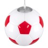GloboStar® FOOTBALL 00646 Παιδικό Κρεμαστό Φωτιστικό Μπάλα Μονόφωτο 1 x E27 IP20 Λευκό & Κόκκινο Γυαλί - Μ25 x Π25 x Υ25cm