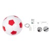 GloboStar® FOOTBALL 00646 Παιδικό Κρεμαστό Φωτιστικό Μπάλα Μονόφωτο 1 x E27 IP20 Λευκό & Κόκκινο Γυαλί - Μ25 x Π25 x Υ25cm