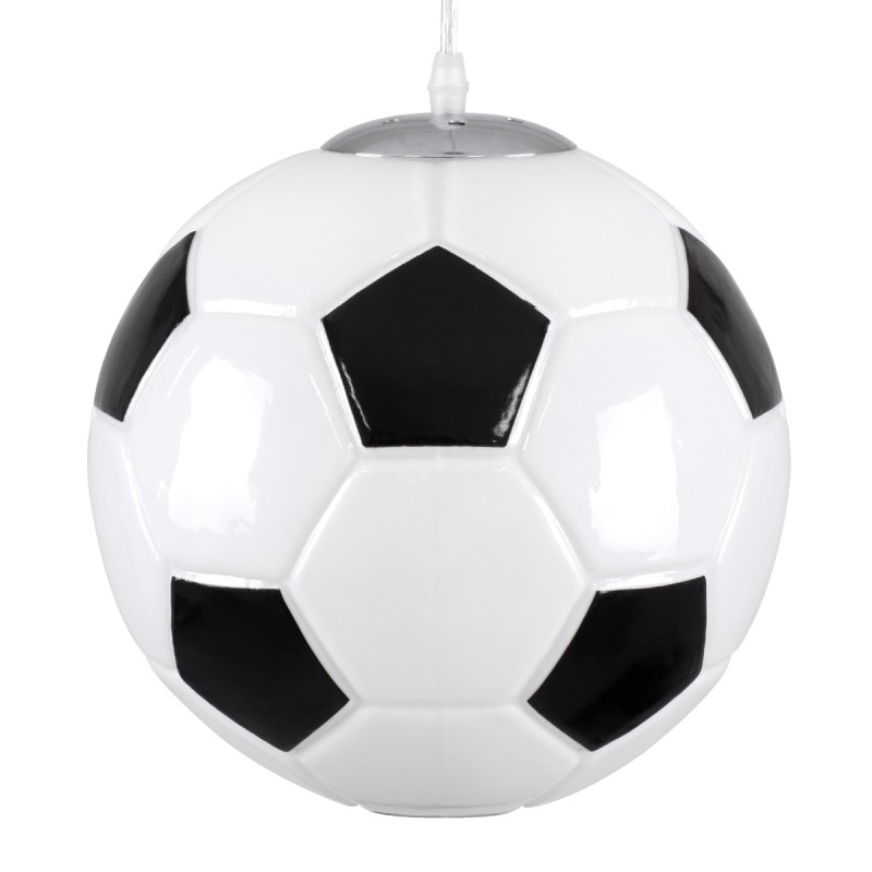 GLOBOSTAR® FOOTBALL 00647 Παιδικό Κρεμαστό Φωτιστικό Οροφής με Ντουί 1 x E27 AC 220-240V IP20 - Λευκό & Μαύρο - Μ25 x Π25 x Υ25cm