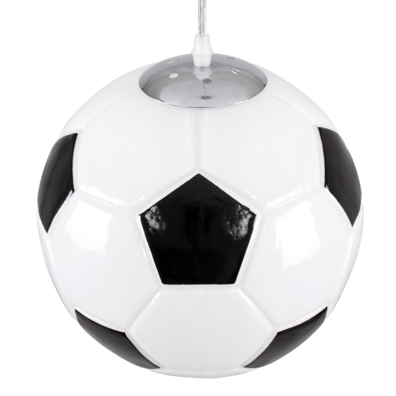 GLOBOSTAR® FOOTBALL 00647 Παιδικό Κρεμαστό Φωτιστικό Οροφής με Ντουί 1 x E27 AC 220-240V IP20 - Λευκό & Μαύρο - Μ25 x Π25 x Υ25cm