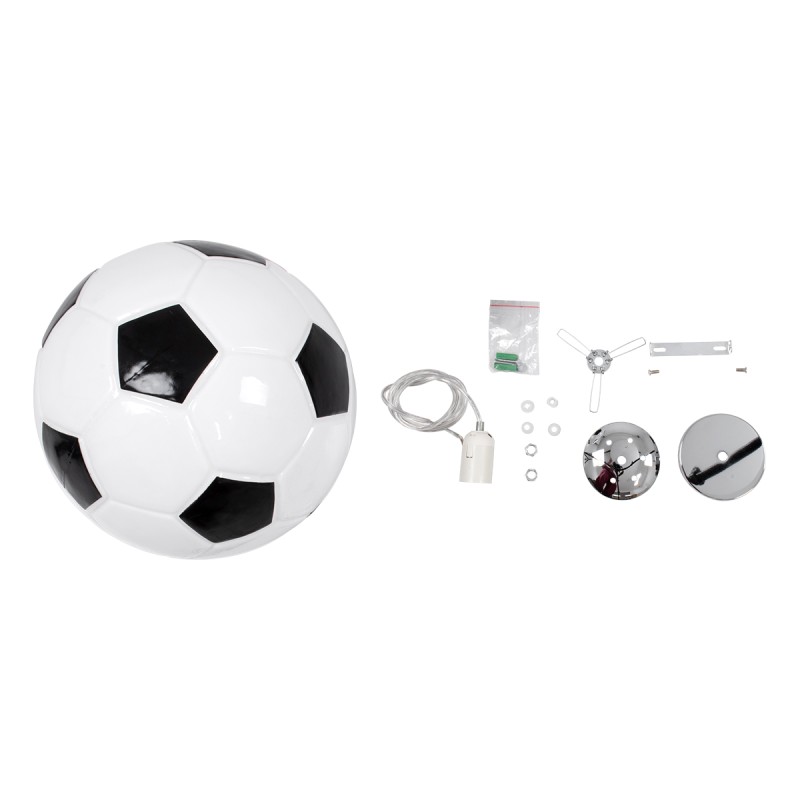 GLOBOSTAR® FOOTBALL 00647 Παιδικό Κρεμαστό Φωτιστικό Οροφής με Ντουί 1 x E27 AC 220-240V IP20 - Λευκό & Μαύρο - Μ25 x Π25 x Υ25cm
