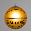 GloboStar® SPALDING NBA 00649 Παιδικό Κρεμαστό Φωτιστικό Μπάλα Μονόφωτο 1 x E27 IP20 Πορτοκαλί & Μαύρο Γυαλί - Μ25 x Π25 x Υ25cm