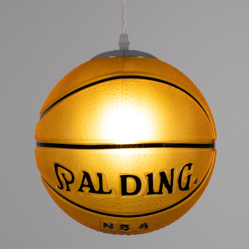 GloboStar® SPALDING NBA 00649 Παιδικό Κρεμαστό Φωτιστικό Μπάλα Μονόφωτο 1 x E27 IP20 Πορτοκαλί & Μαύρο Γυαλί - Μ25 x Π25 x Υ25cm