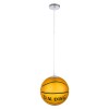 GloboStar® SPALDING NBA 00649 Παιδικό Κρεμαστό Φωτιστικό Μπάλα Μονόφωτο 1 x E27 IP20 Πορτοκαλί & Μαύρο Γυαλί - Μ25 x Π25 x Υ25cm