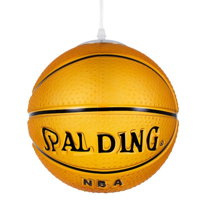 GloboStar® SPALDING NBA 00649 Παιδικό Κρεμαστό Φωτιστικό Μπάλα Μονόφωτο 1 x E27 IP20 Πορτοκαλί & Μαύρο Γυαλί - Μ25 x Π25 x Υ25cm