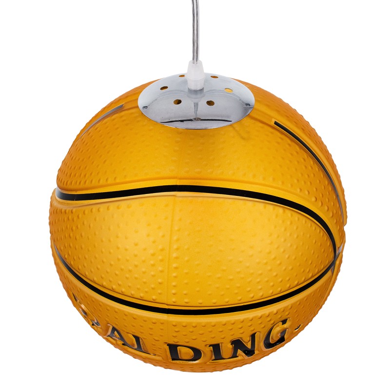 GloboStar® SPALDING NBA 00649 Παιδικό Κρεμαστό Φωτιστικό Μπάλα Μονόφωτο 1 x E27 IP20 Πορτοκαλί & Μαύρο Γυαλί - Μ25 x Π25 x Υ25cm
