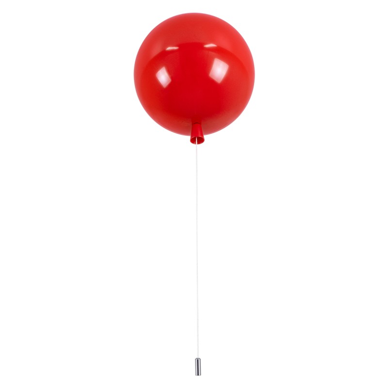 GloboStar® BALLOON 00652 Παιδικό Φωτιστικό Οροφής Μπάλα Μονόφωτο 1 x E27 IP20 Κόκκινο Πλαστικό με Ασημί Μέταλλο - Μ30 x Π30 x Υ33cm