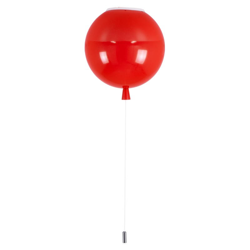 GloboStar® BALLOON 00652 Παιδικό Φωτιστικό Οροφής Μπάλα Μονόφωτο 1 x E27 IP20 Κόκκινο Πλαστικό με Ασημί Μέταλλο - Μ30 x Π30 x Υ33cm