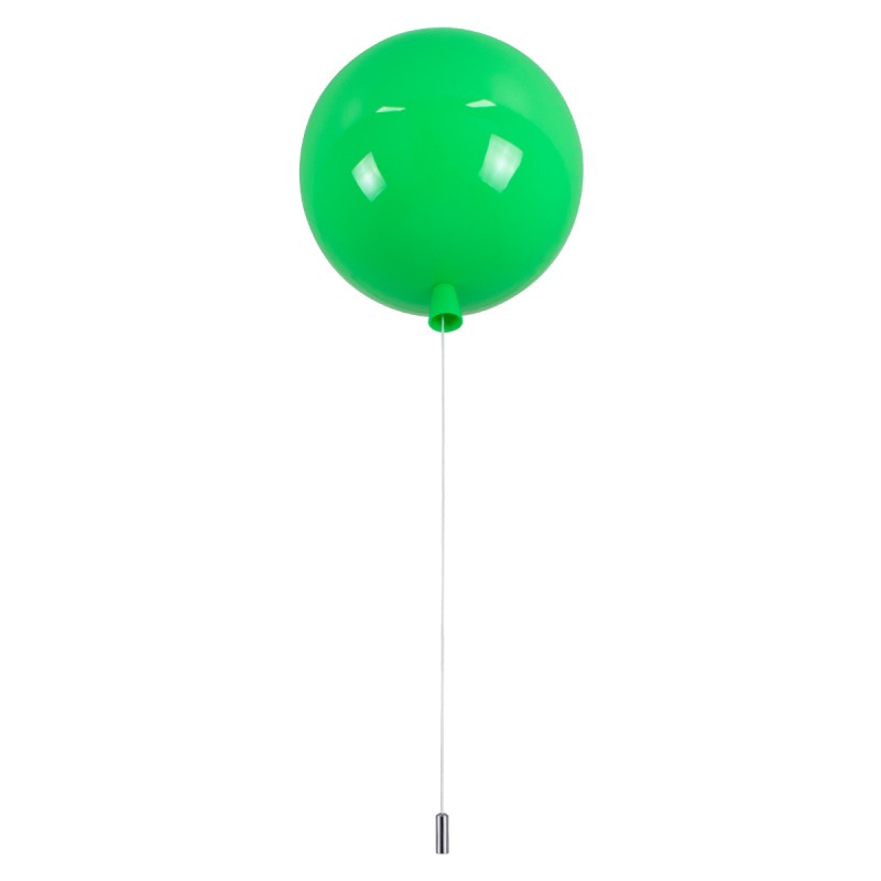 GloboStar® BALLOON 00653 Παιδικό Φωτιστικό Οροφής Μπάλα Μονόφωτο 1 x E27 IP20 Πράσινο Πλαστικό με Ασημί Μέταλλο - Μ30 x Π30 x Υ33cm