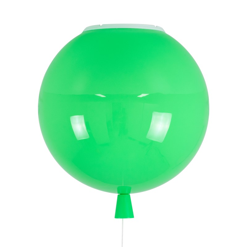 GloboStar® BALLOON 00653 Παιδικό Φωτιστικό Οροφής Μπάλα Μονόφωτο 1 x E27 IP20 Πράσινο Πλαστικό με Ασημί Μέταλλο - Μ30 x Π30 x Υ33cm