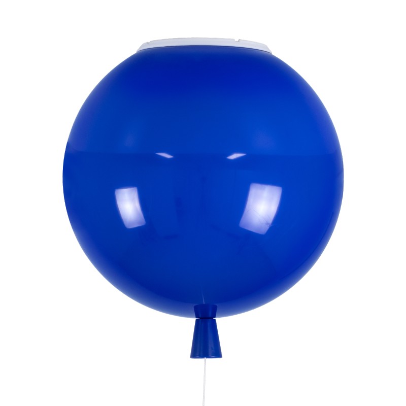 GloboStar® BALLOON 00654 Παιδικό Φωτιστικό Οροφής Μπάλα Μονόφωτο 1 x E27 IP20 Μπλε Πλαστικό με Ασημί Μέταλλο - Μ30 x Π30 x Υ33cm