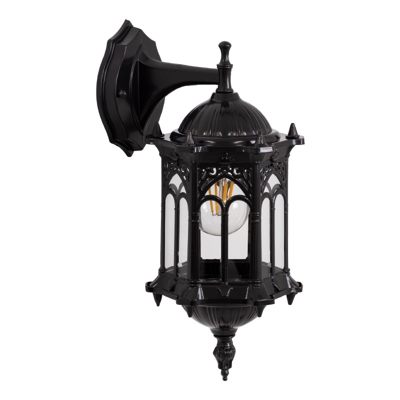 GLOBOSTAR® DARCY 00657 Vintage Φωτιστικό Τοίχου - Απλίκα με Ντουί 1 x E27 AC 220-240V IP20 - Μαύρο - Μ15.5 x Π15.5 x Υ34.5cm