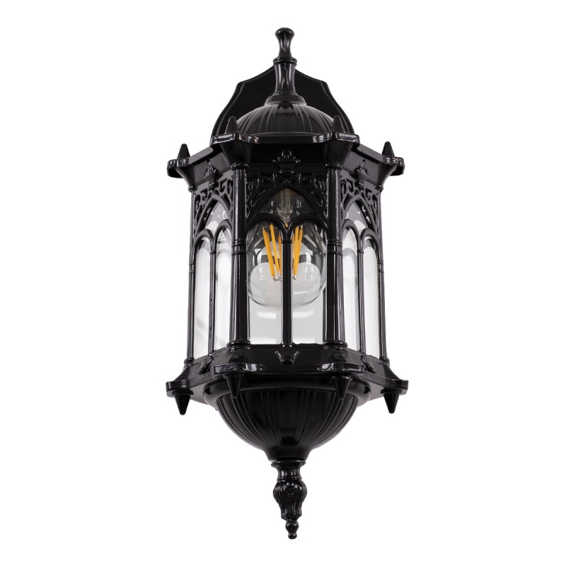 GLOBOSTAR® DARCY 00657 Vintage Φωτιστικό Τοίχου - Απλίκα με Ντουί 1 x E27 AC 220-240V IP20 - Μαύρο - Μ15.5 x Π15.5 x Υ34.5cm