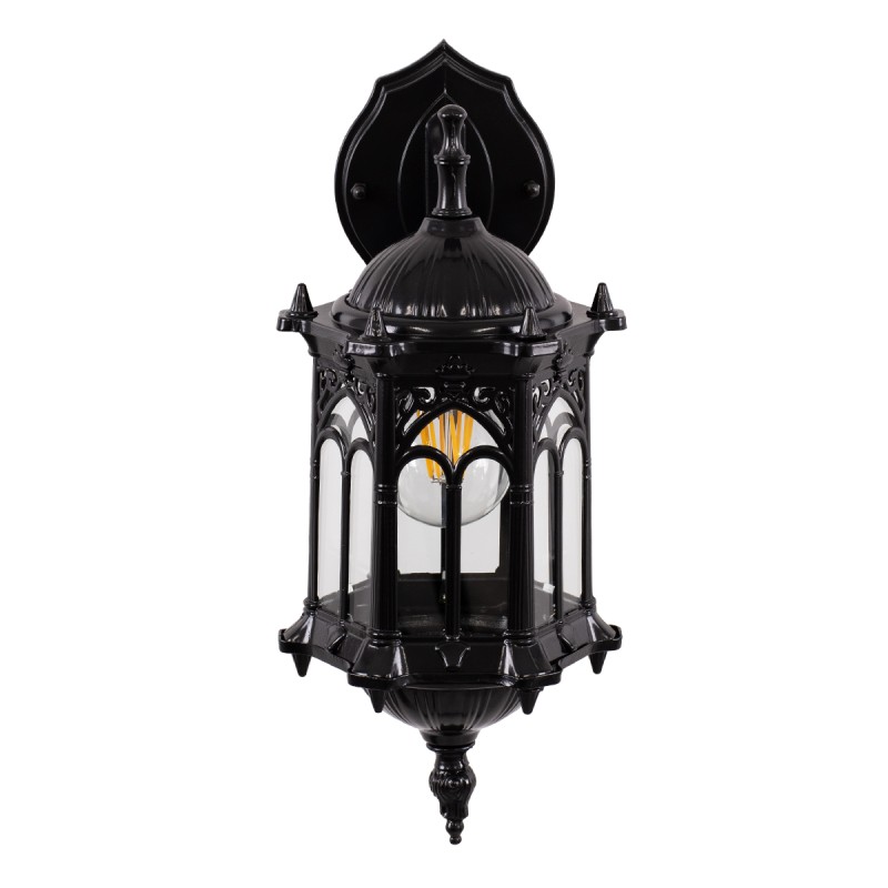 GLOBOSTAR® DARCY 00657 Vintage Φωτιστικό Τοίχου - Απλίκα με Ντουί 1 x E27 AC 220-240V IP20 - Μαύρο - Μ15.5 x Π15.5 x Υ34.5cm