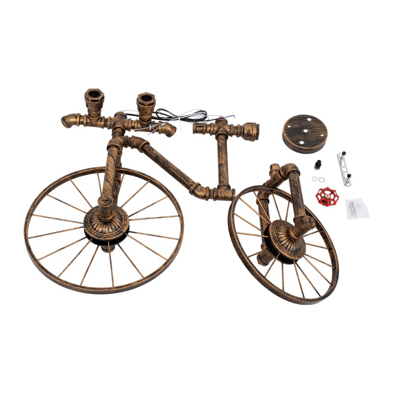 GloboStar® SWIFTWALKER 00660 Vintage Κρεμαστό Φωτιστικό Φιγούρα Τρίφωτο 3 x E27 IP20 Χάλκινο & Κόκκινο Μέταλλο - Μ85 x Π29.5 x Υ55cm