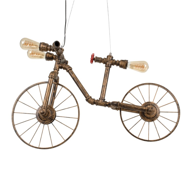 GloboStar® SWIFTWALKER 00660 Vintage Κρεμαστό Φωτιστικό Φιγούρα Τρίφωτο 3 x E27 IP20 Χάλκινο & Κόκκινο Μέταλλο - Μ85 x Π29.5 x Υ55cm