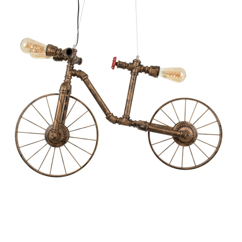 GloboStar® SWIFTWALKER 00660 Vintage Κρεμαστό Φωτιστικό Φιγούρα Τρίφωτο 3 x E27 IP20 Χάλκινο & Κόκκινο Μέταλλο - Μ85 x Π29.5 x Υ55cm